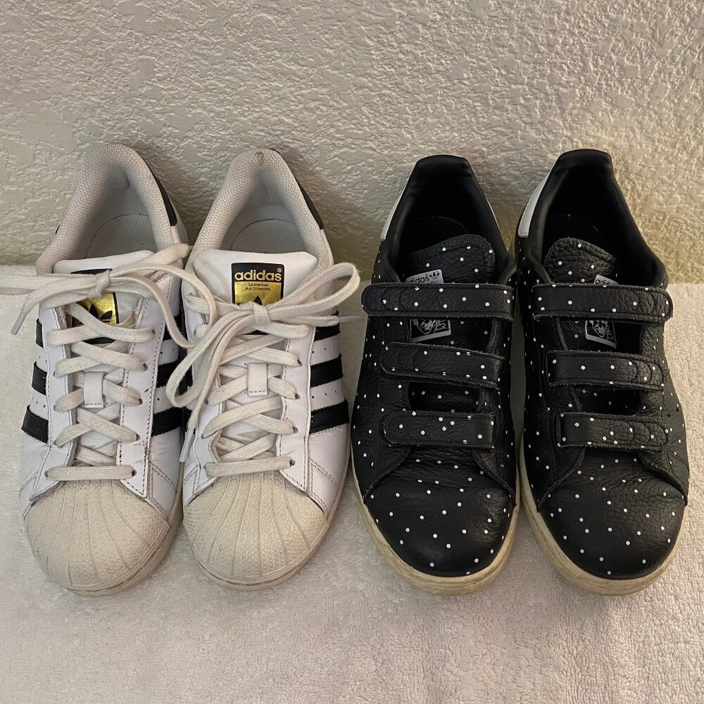 GUC Bundle of 2 Adidas Black and White Athletic Sneakers Shoes Size 6